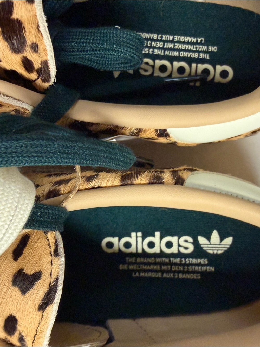 adidas Women's Leopard Print Sneakers with Dark Green Laces - Picture 2 of 8